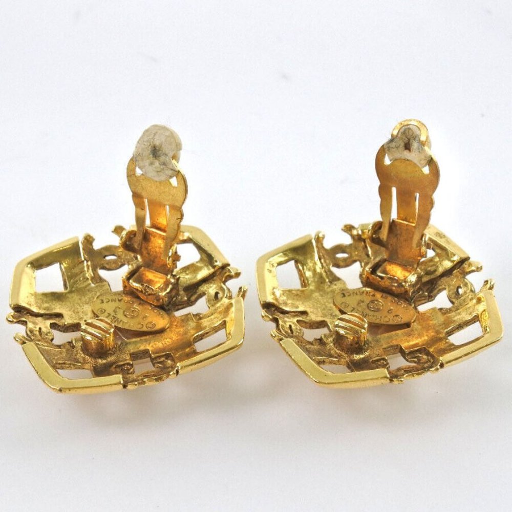 CHANEL vintage COCO Mark Earring gold Plated Gold Women - Picture 3 of 13